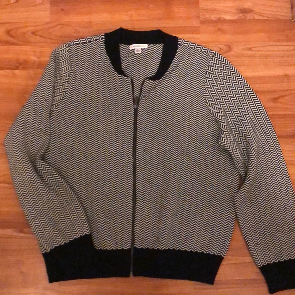 Chevron Zip Front Sweater